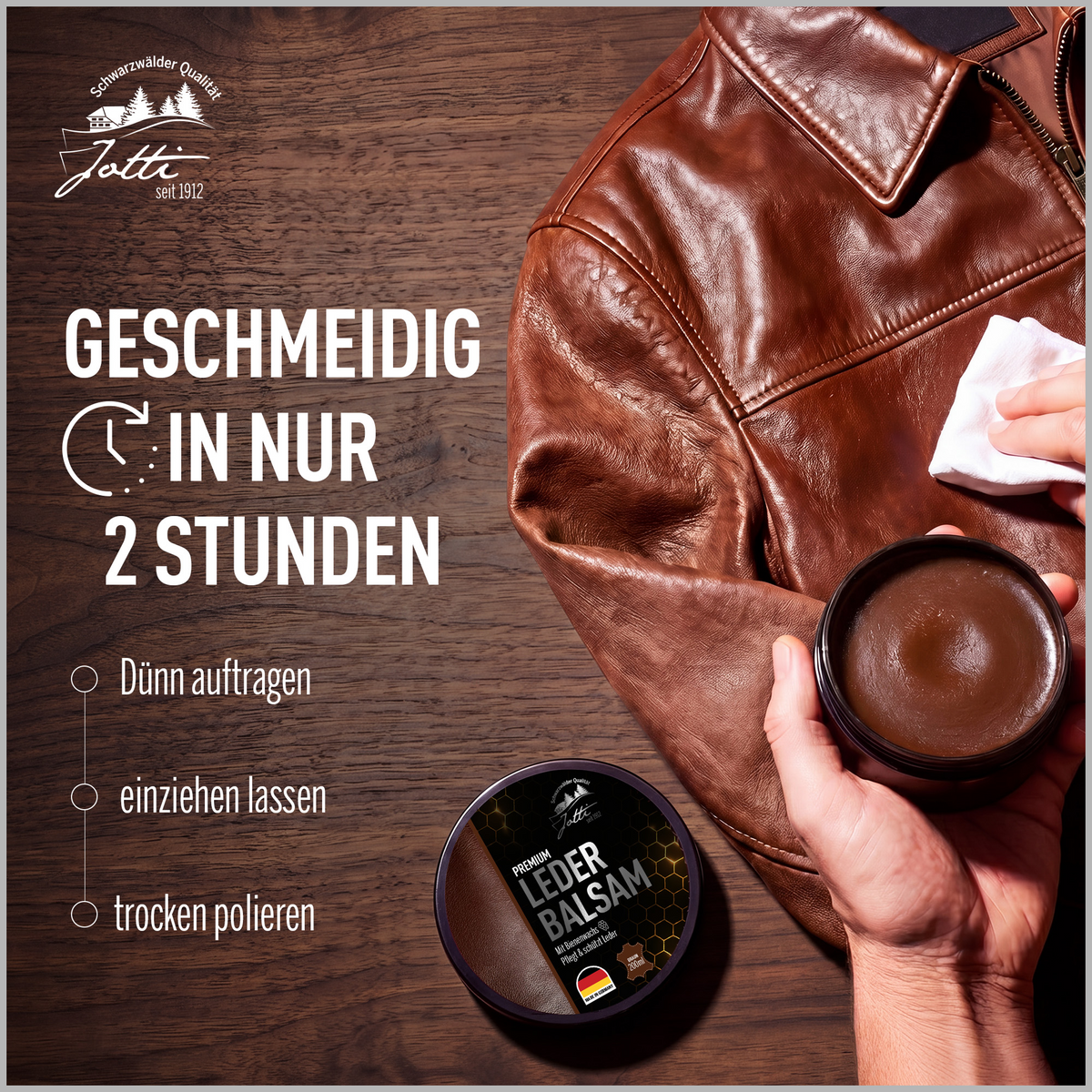 Lederbalsam auf einer Lederjacke auftragen – geschmeidig in zwei Stunden