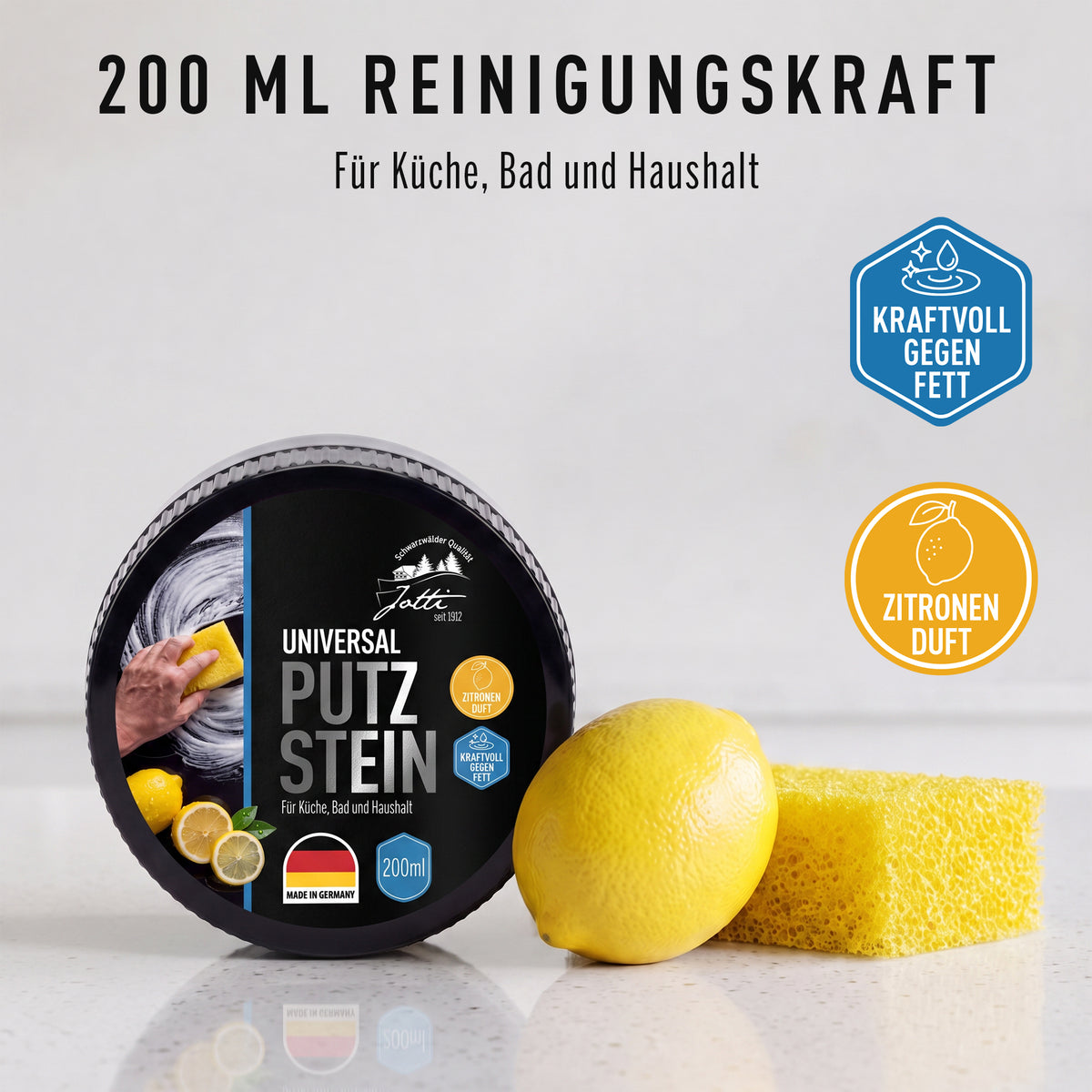 Jotti Universal Putzstein mit Zitronenduft für Küche, Bad und Haushalt