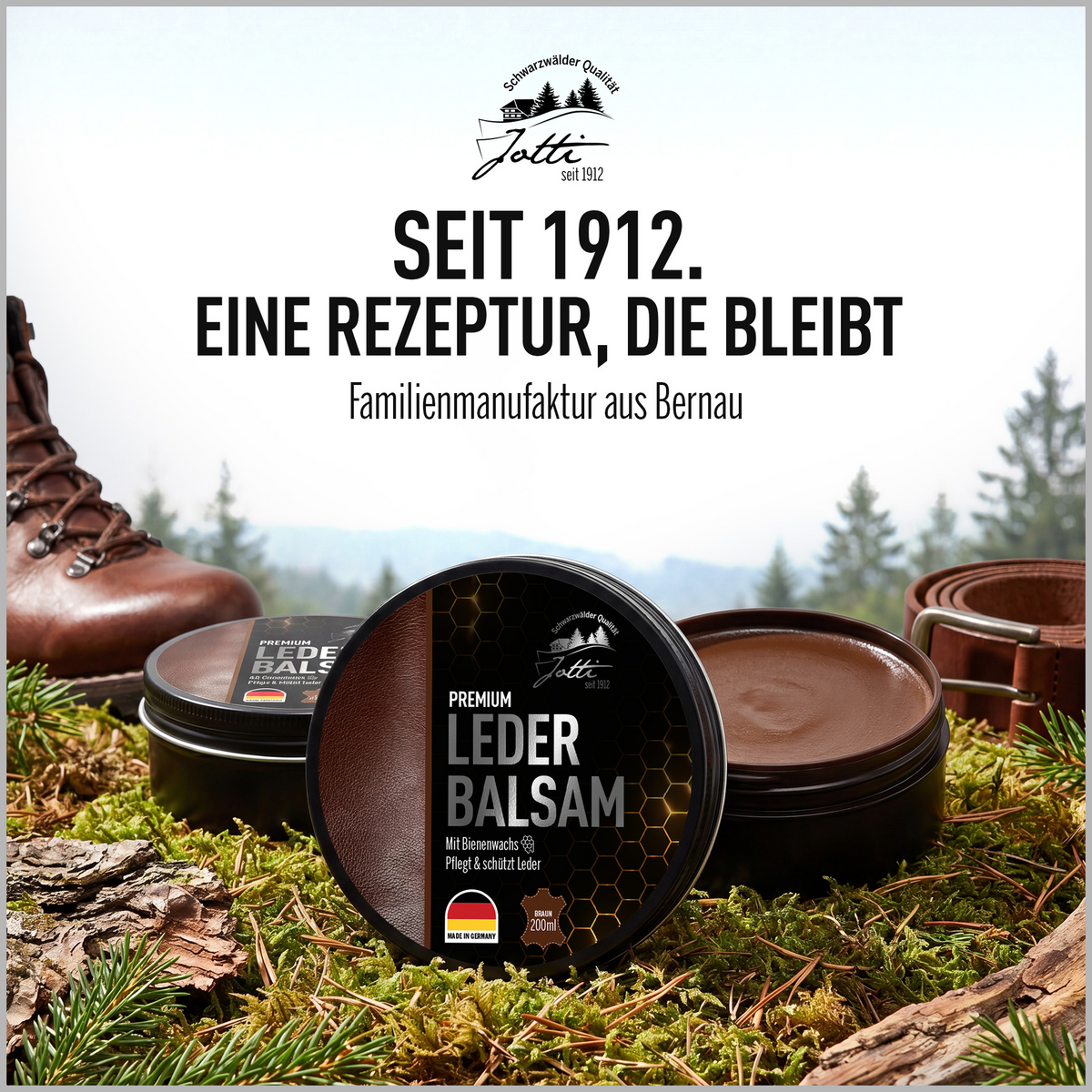 Jotti Lederbalsam vor Schwarzwaldkulisse – Familienmanufaktur aus Bernau