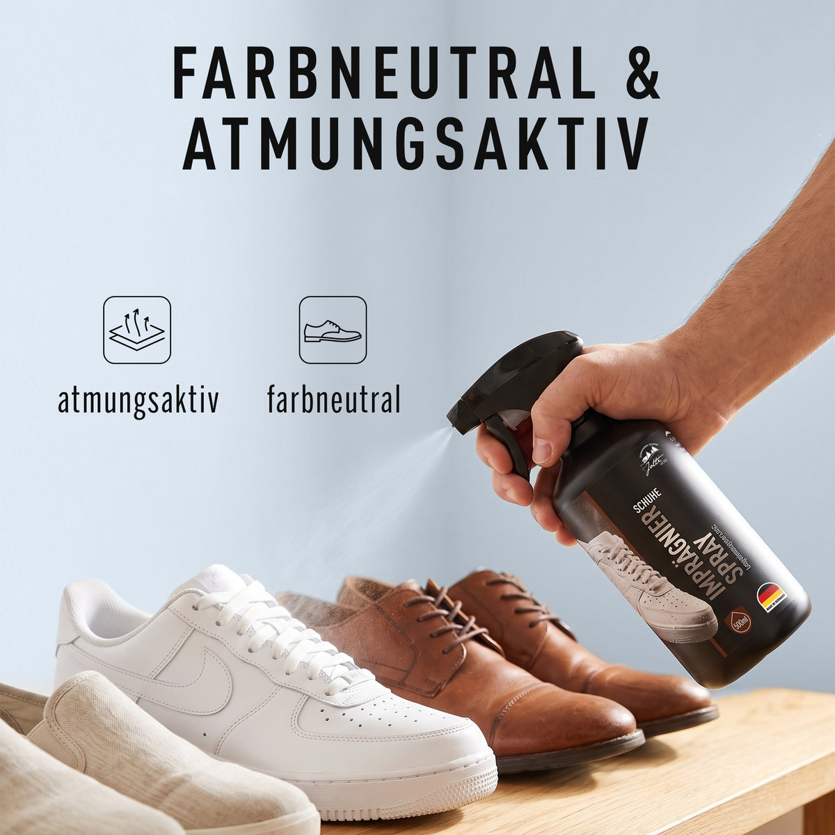Farbneutral und atmungsaktiv: imprägnierte Sneaker in Weiß und Braun