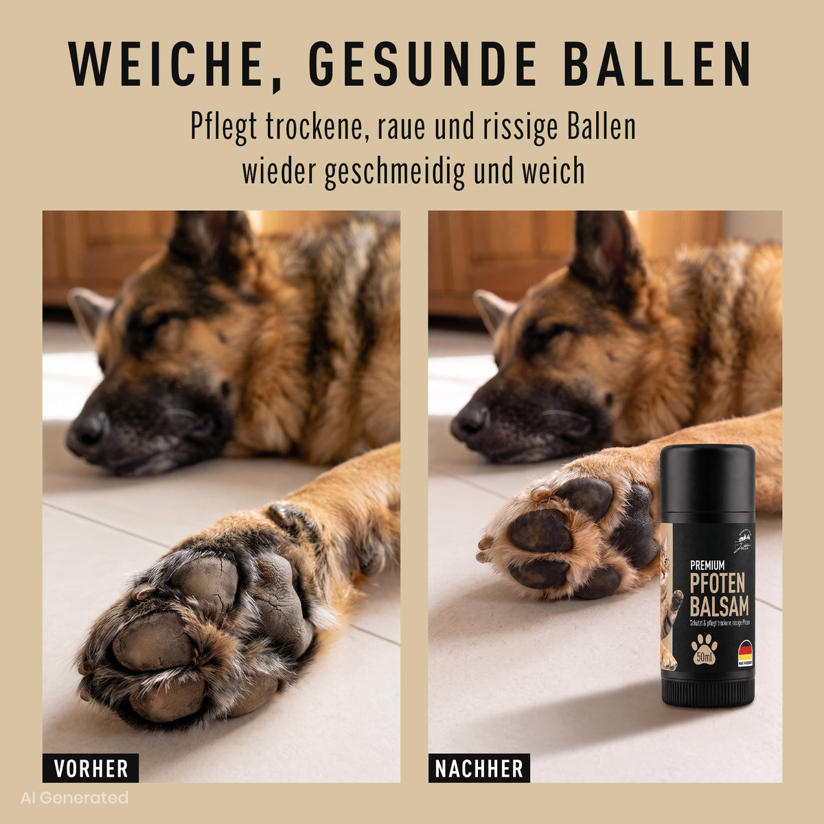 Pfotenbalsam pflegt trockene, raue und rissige Ballen wieder weich