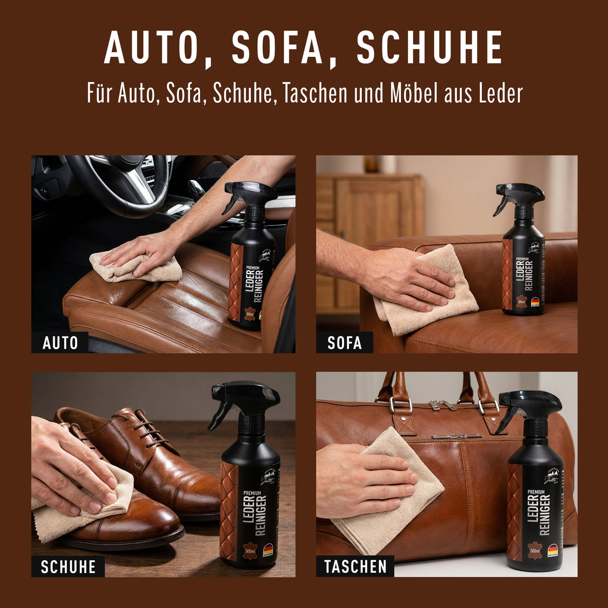 Lederreiniger für Auto, Sofa, Schuhe, Taschen und Möbel aus Leder