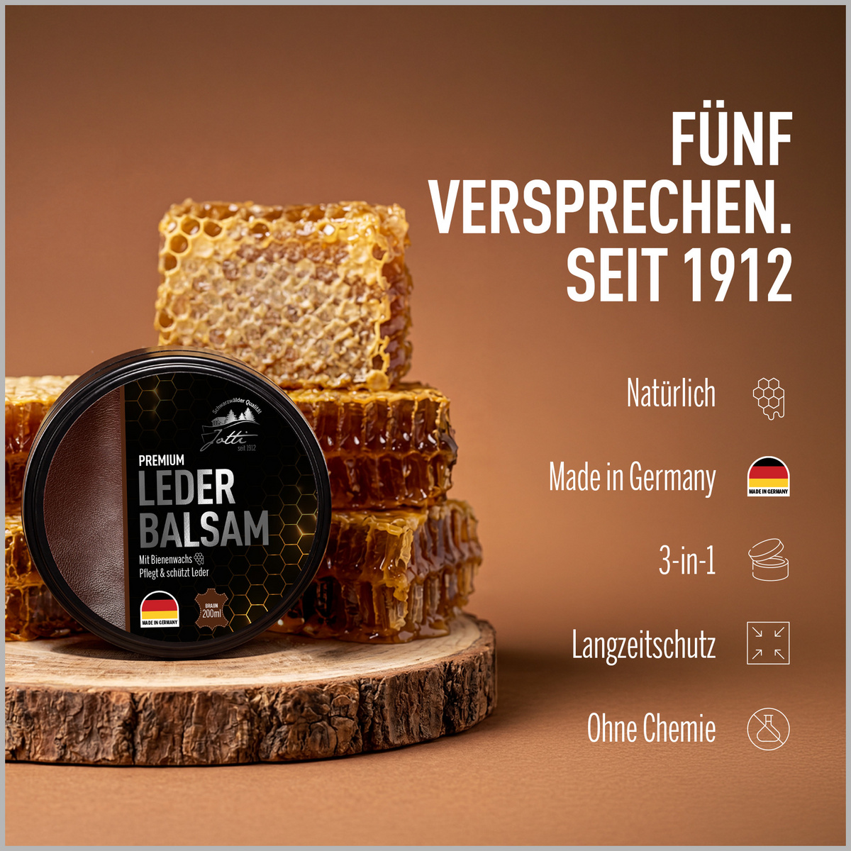 Jotti Lederbalsam mit Bienenwaben – natürlich, Made in Germany, seit 1912