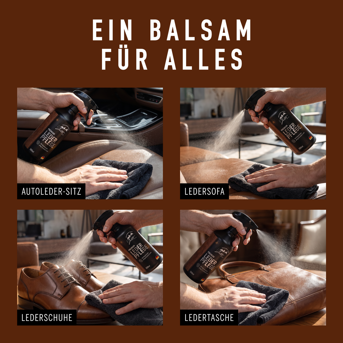 Lederpflege für Autositz, Ledersofa, Lederschuhe und Ledertasche